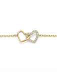 doppel herzarmband zirkonia 14k vergoldet 925 sterlingsilber damenschmuck