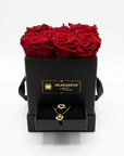 Infinity Rosenbox 9er mit Schmuckfach – Rot in Schwarz