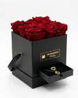 Infinity Rosenbox 9er mit Schmuckfach – Rot in Schwarz