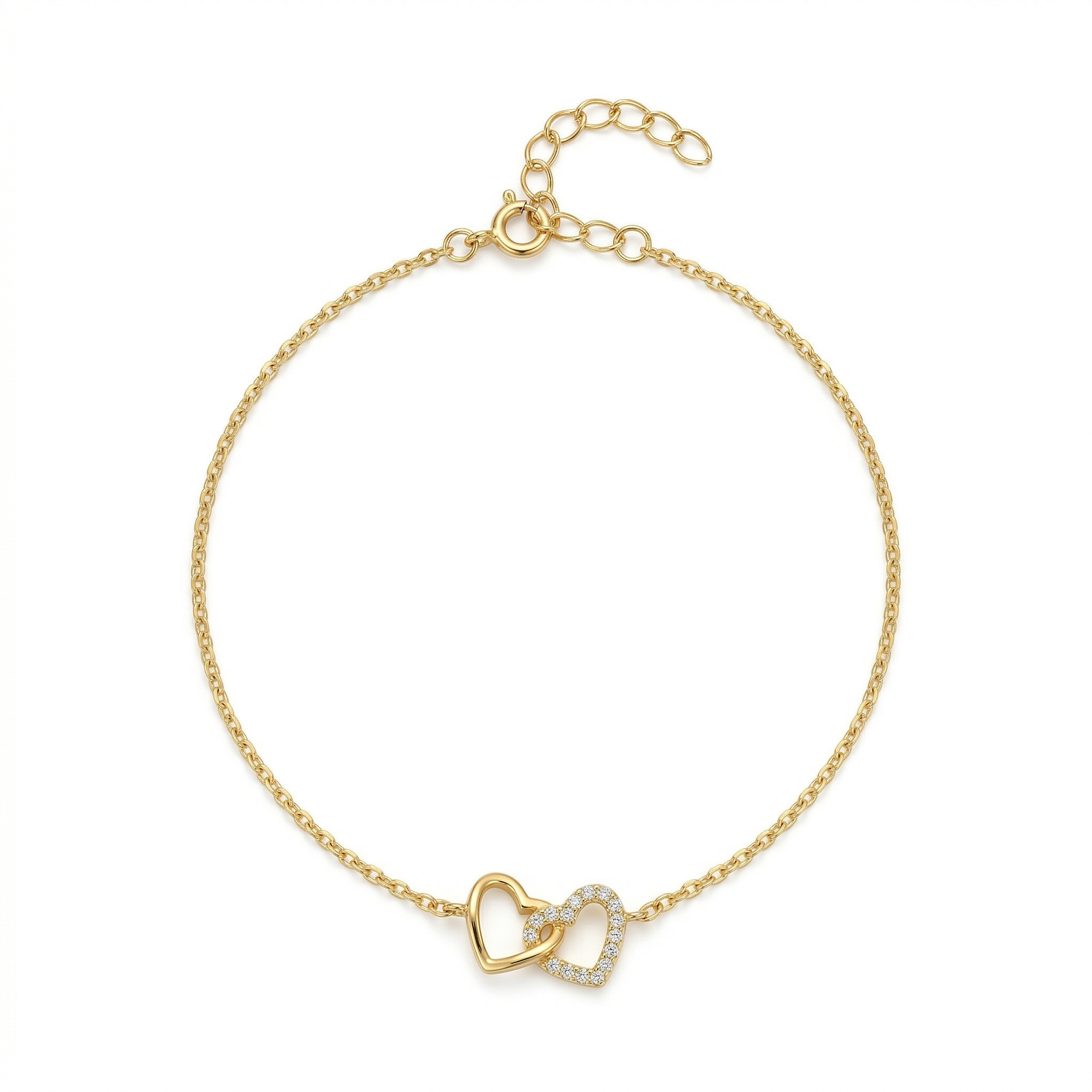 doppel herzarmband zirkonia 14k vergoldet 925 sterlingsilber damenschmuck