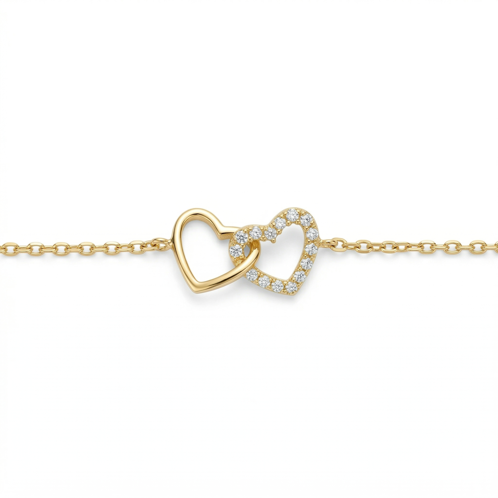 doppel herzarmband zirkonia 14k vergoldet 925 sterlingsilber damenschmuck