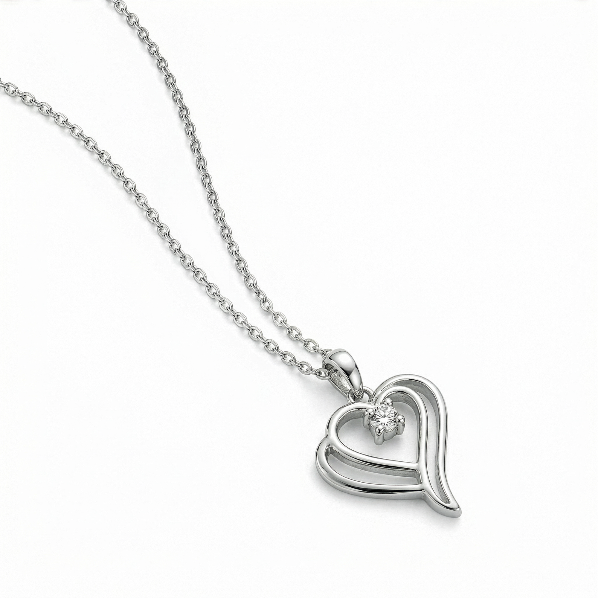 herzkette solitär zirkonia 925 sterlingsilber damenschmuck