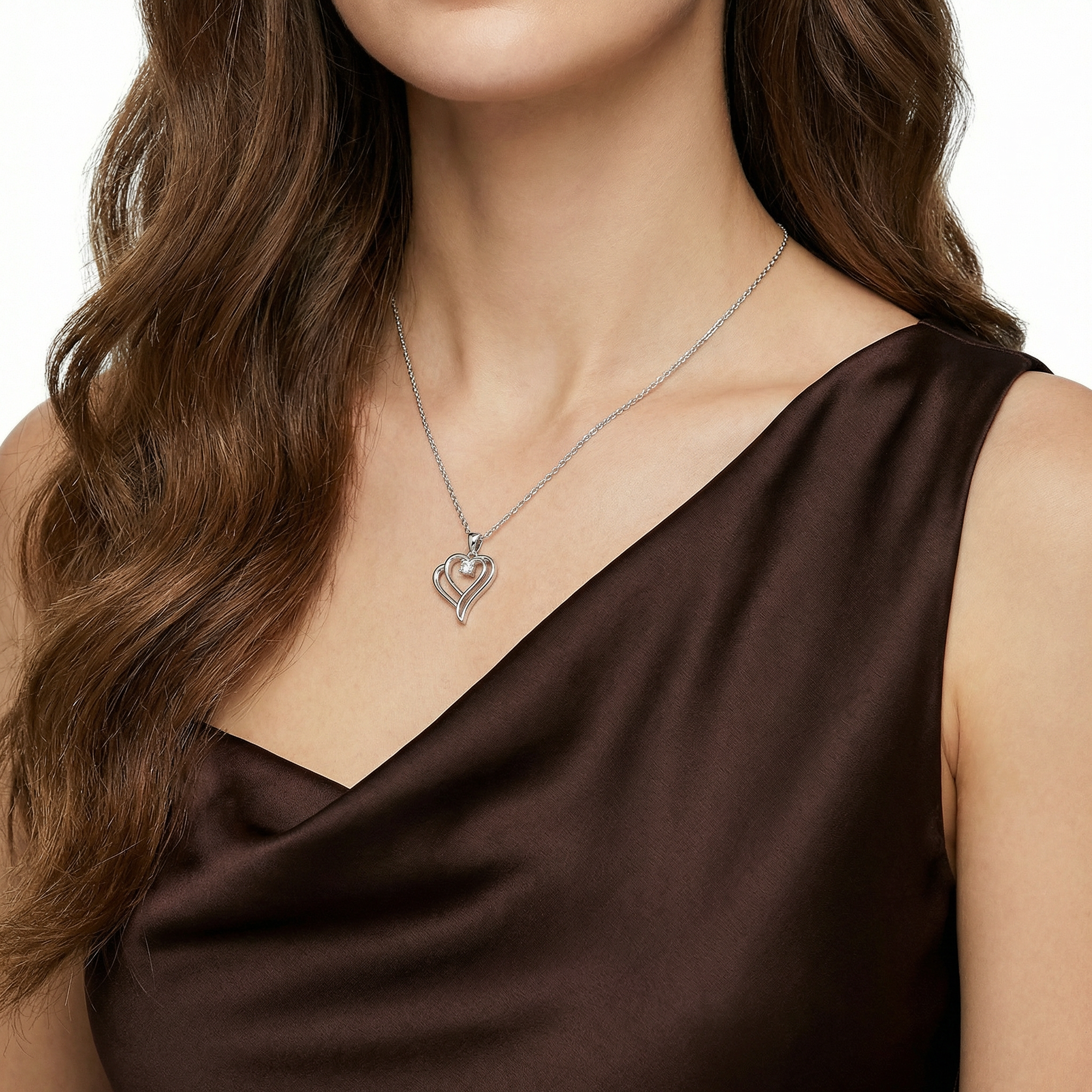 herzkette solitär zirkonia 925 sterlingsilber damenschmuck