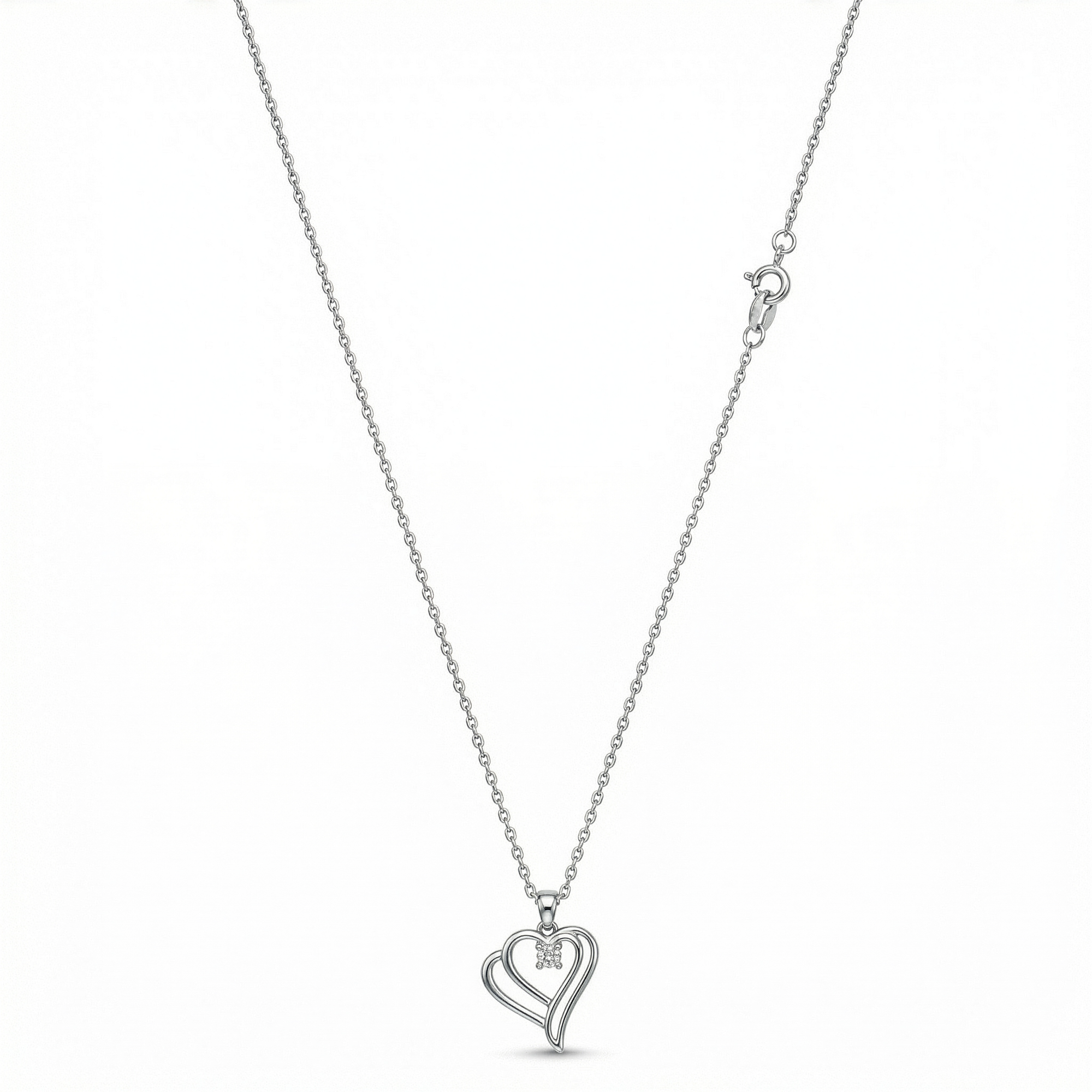 herzkette solitär zirkonia 925 sterlingsilber damenschmuck
