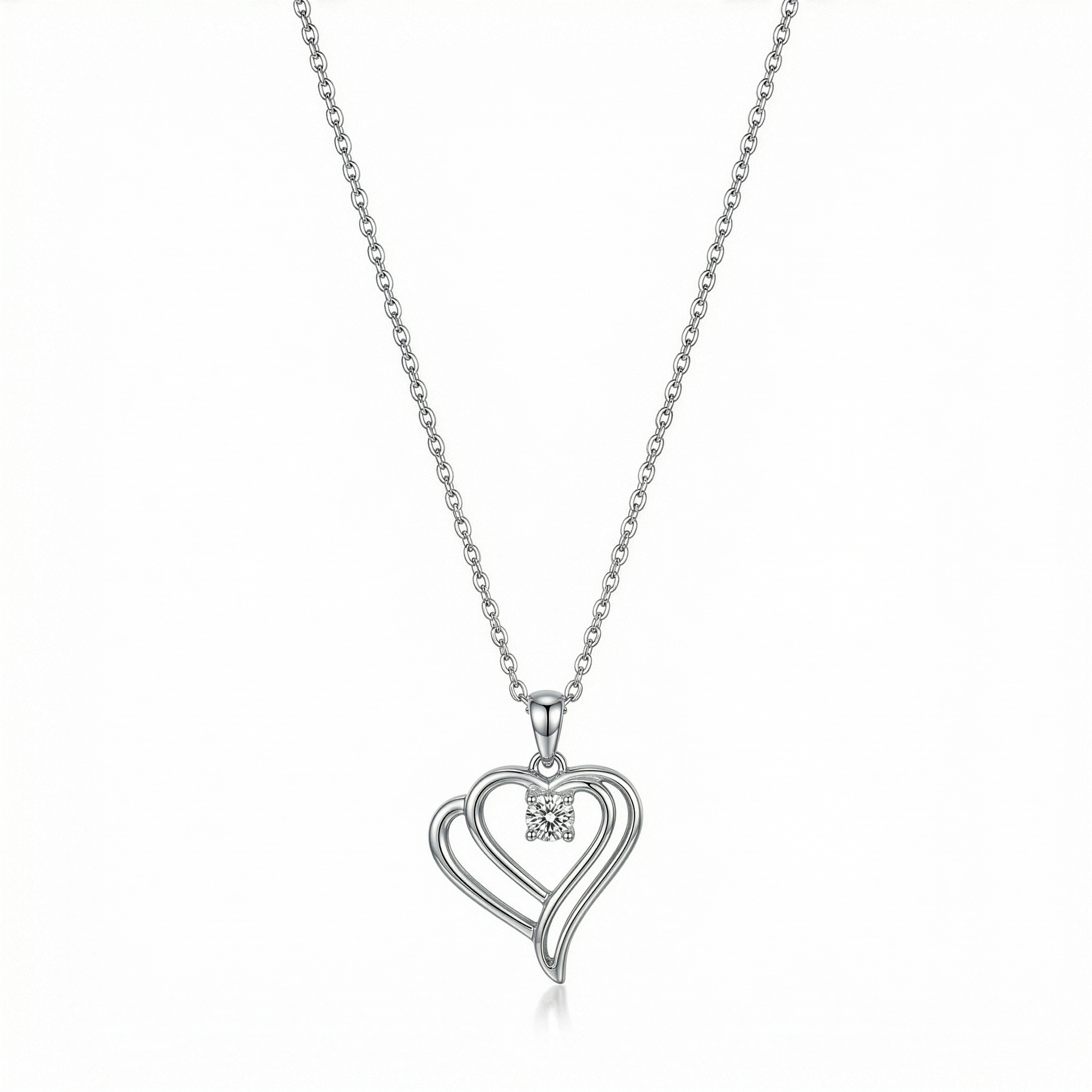 herzkette solitär zirkonia 925 sterlingsilber damenschmuck