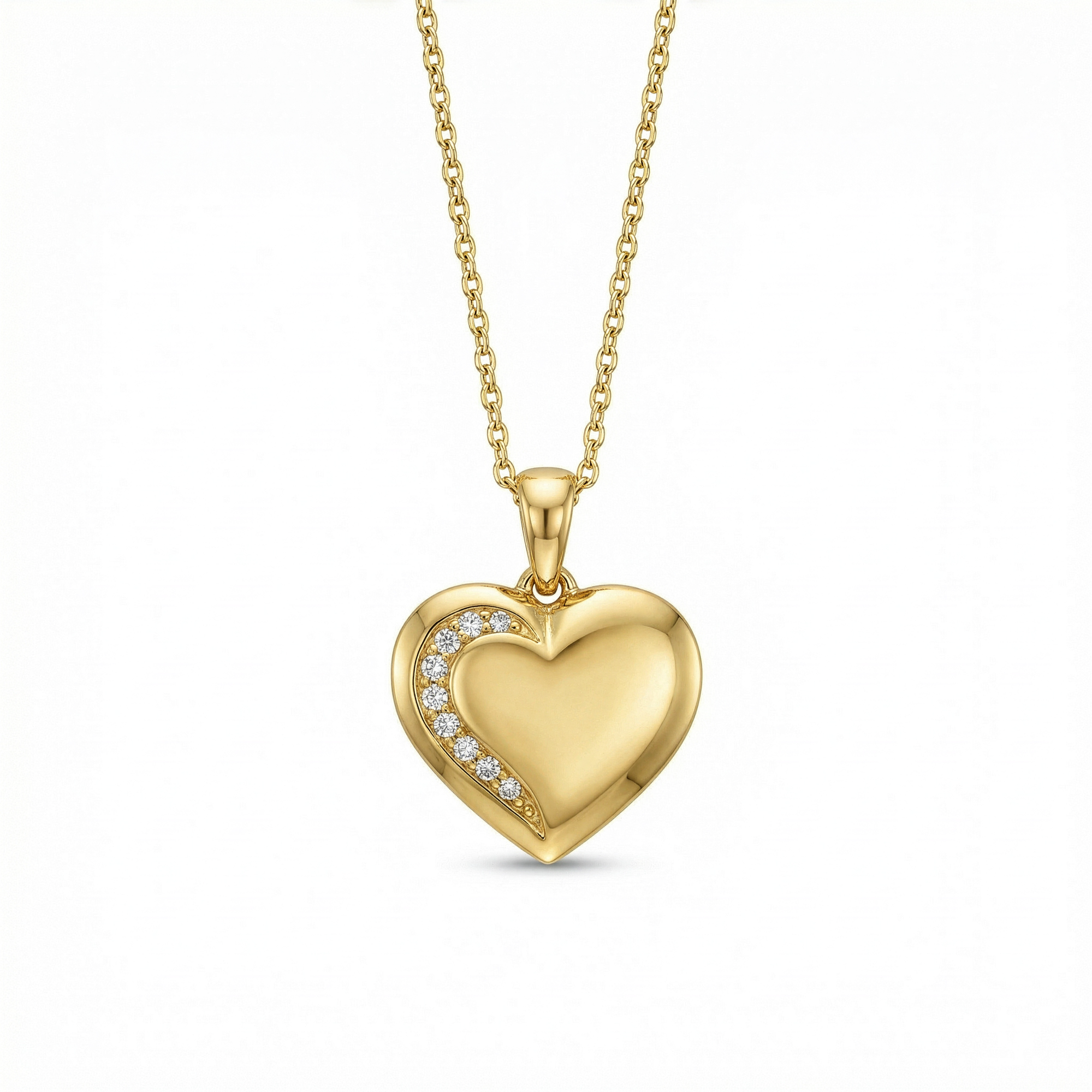 herzkette zirkonia 14k vergoldet 925 sterlingsilber minimalistisch damenschmuck herz anhänger