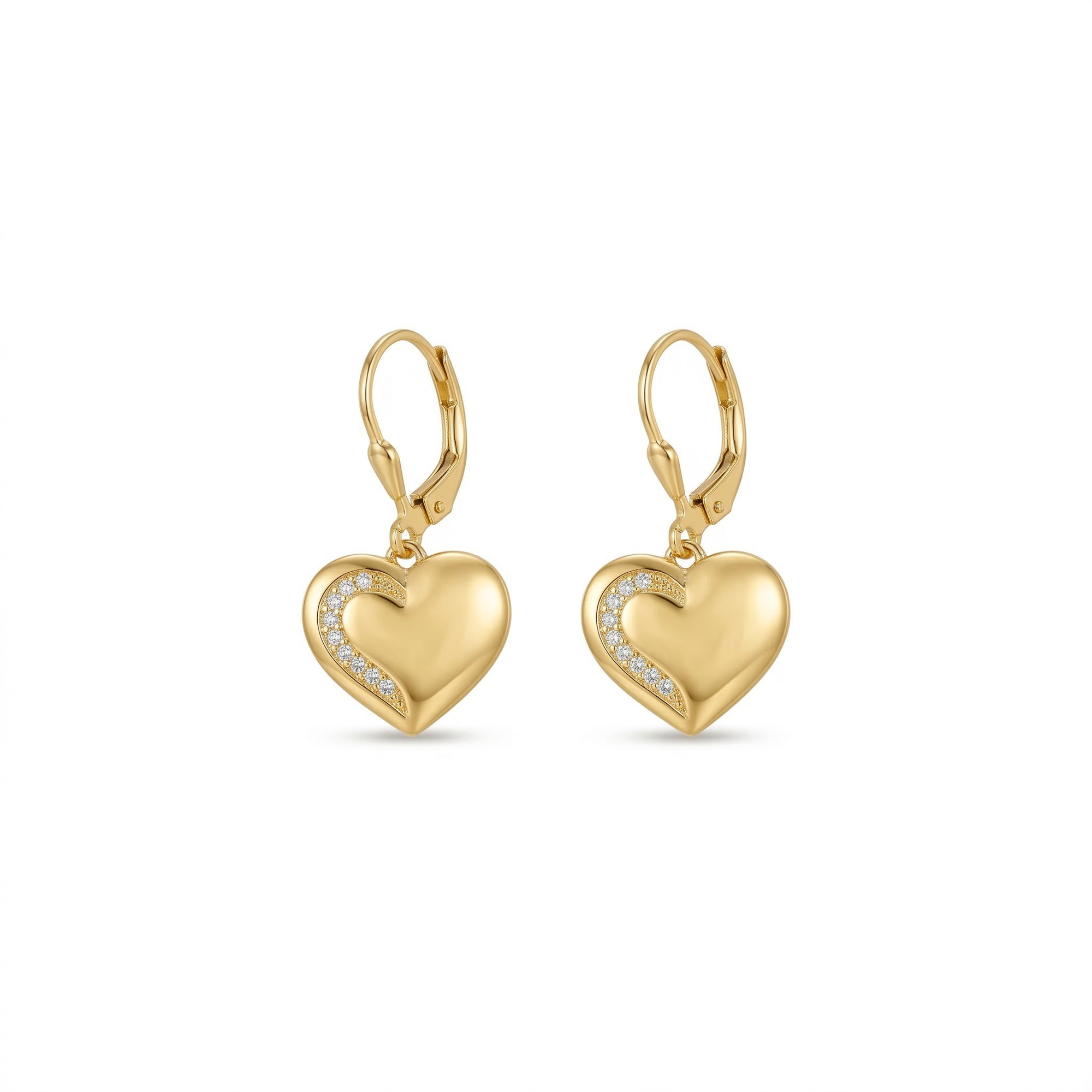 herzohrringe zirkonia 14k vergoldet 925 sterlingsilber damenschmuck