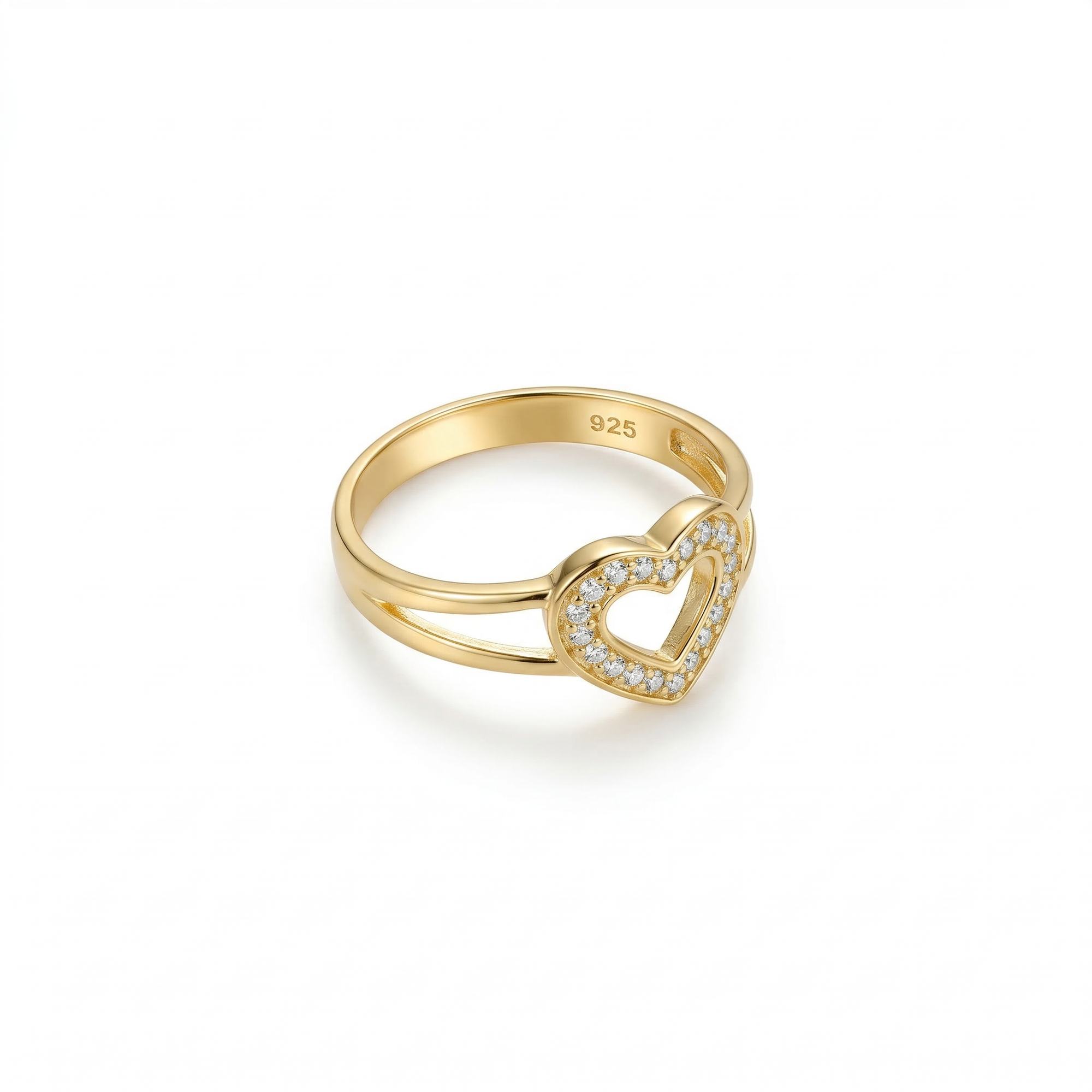 herzring zirkonia 14k vergoldet 925 sterlingsilber damenschmuck