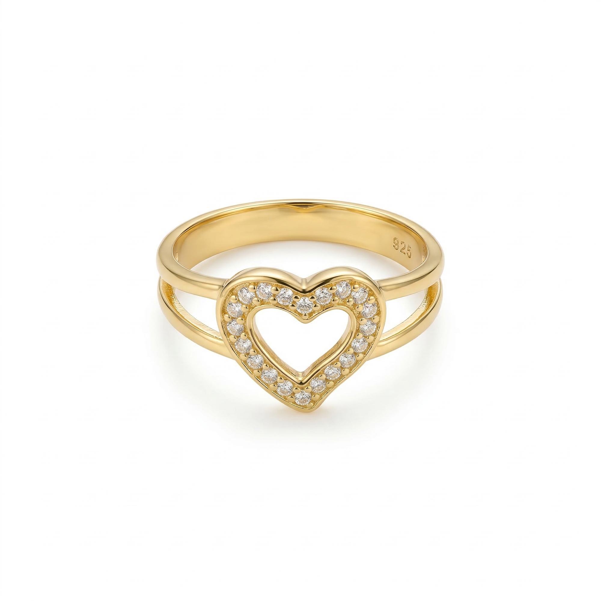 herzring zirkonia 14k vergoldet 925 sterlingsilber damenschmuck
