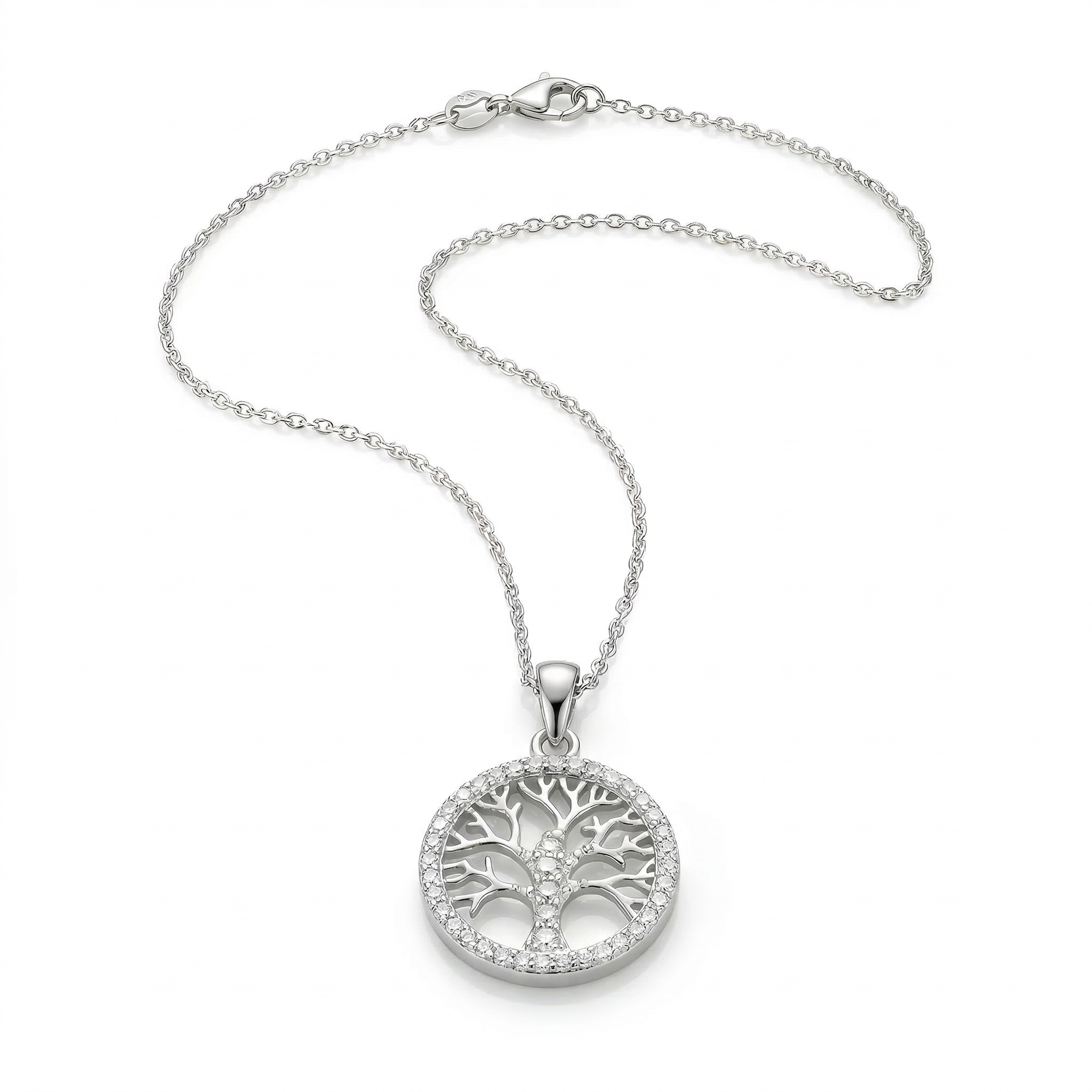 lebensbaum kette zirkonia 925 sterlingsilber damenschmuck