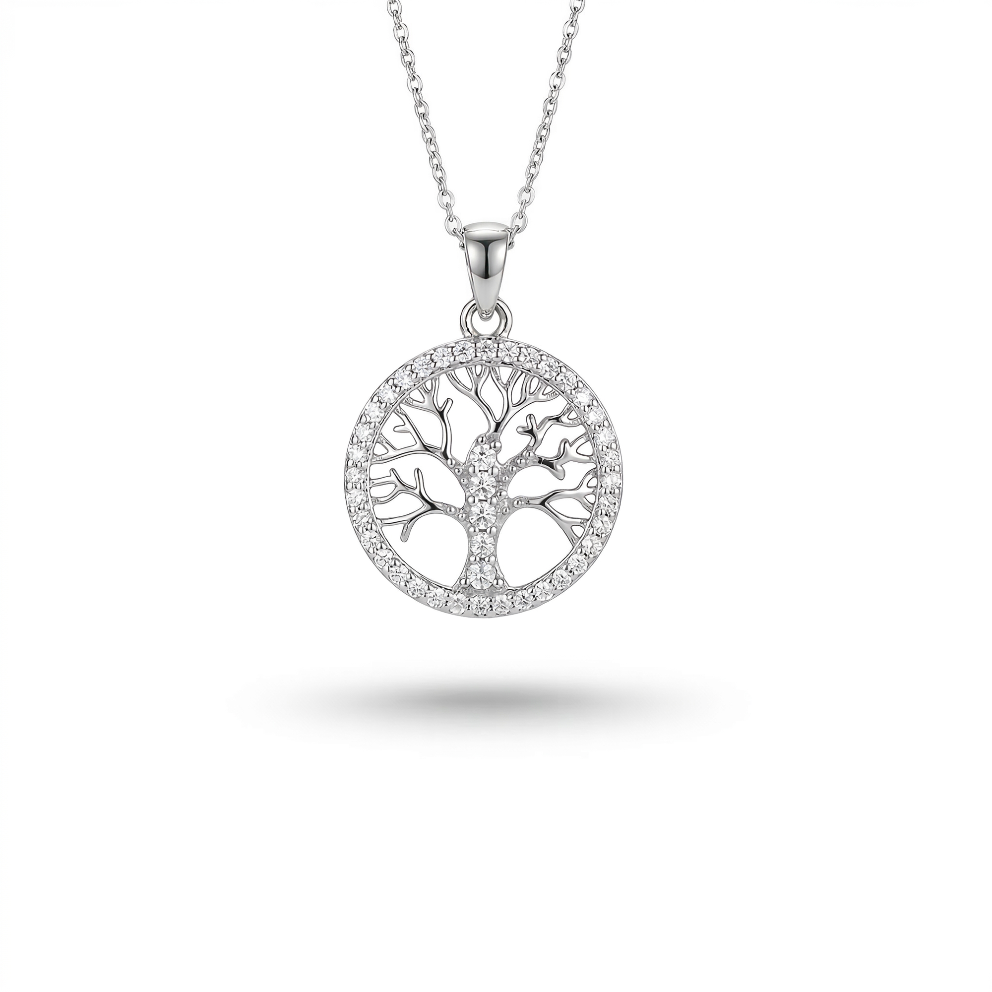 lebensbaum kette zirkonia 925 sterlingsilber damenschmuck