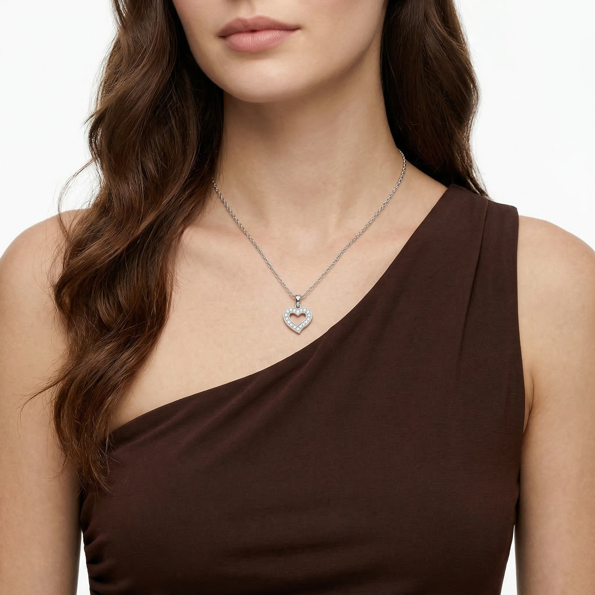 offene herzkette pave zirkonia 925 sterlingsilber damenschmuck elegant