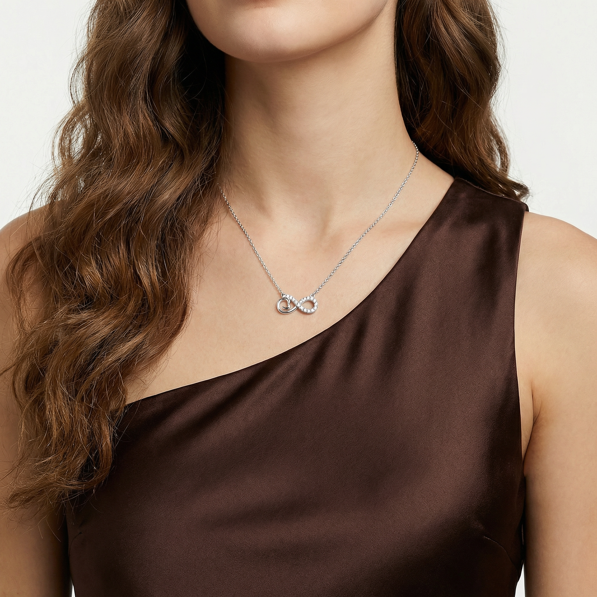unendlichkeitskette herz zirkonia 925 sterlingsilber damenschmuck symbol liebe