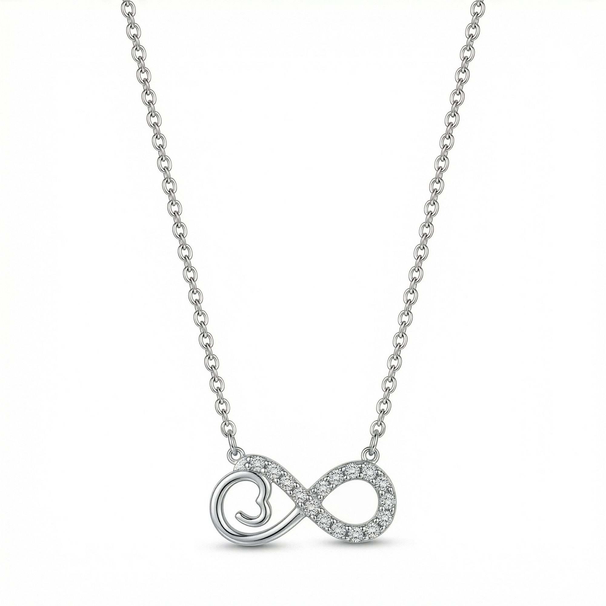 unendlichkeitskette herz zirkonia 925 sterlingsilber damenschmuck symbol liebe