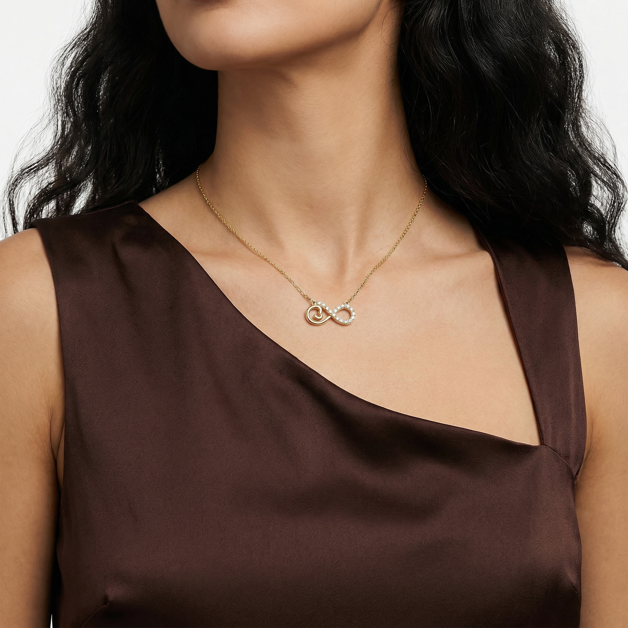 unendlichkeitskette zirkonia 14k vergoldet 925 sterlingsilber damenschmuck