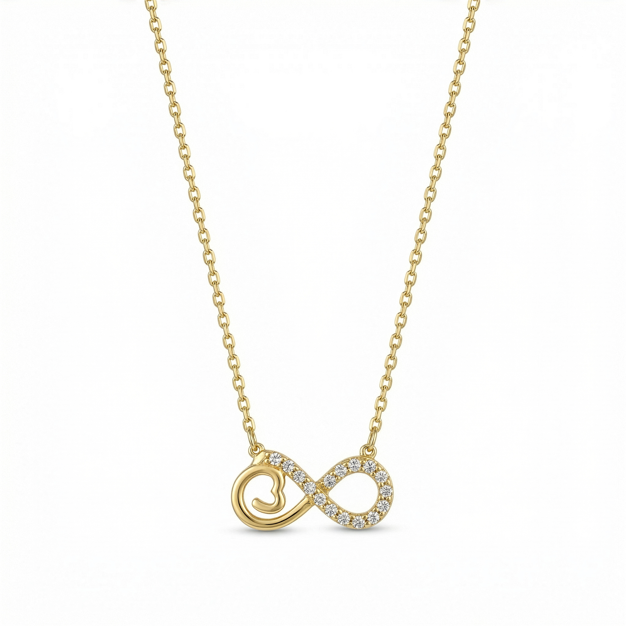 unendlichkeitskette zirkonia 14k vergoldet 925 sterlingsilber damenschmuck